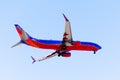 Oct 20, 2019 San Jose / CA / USA - Southwest Airlines aircraft approaching Norman Y. Mineta San Jose International Airport and Royalty Free Stock Photo