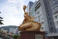 the statue of Chinese dragon and phoenix feng huang playing with a pearl ball 14 Oct 2021 Royalty Free Stock Photo