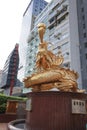 the statue of Chinese dragon and phoenix feng huang playing with a pearl ball 14 Oct 2021 Royalty Free Stock Photo