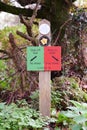 30 oct 2022 - Surrey UK : Red and green signs directing dog walkers with and without leashes or leads to protect sheep Royalty Free Stock Photo