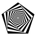 Octagon opart, optical art geometric illustration with rotation distort, deform effect