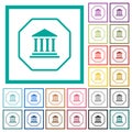 Octagon shaped banking sanction sign outline flat color icons with quadrant frames