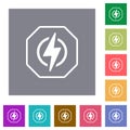 Octagon shaped electricity energy sanction sign outline square flat icons