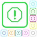 Octagon shaped error sign vivid colored flat icons icons