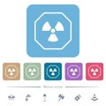 Octagon shaped uranium sanction sign outline flat icons on color rounded square backgrounds