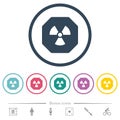 Octagon shaped uranium sanction sign solid flat color icons in round outlines