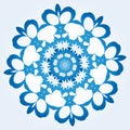 octagonal blue and white snowflake on light blue gradient background Royalty Free Stock Photo