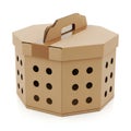 Octagonal cardboard box with polka dots and a handle on top Royalty Free Stock Photo