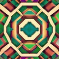 Octagonal Oasis: An image of a geometric pattern created with eight-sided polygons, in a mix of bright and muted colors4, Genera