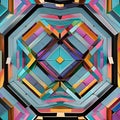 Octagonal Odyssey: An image of a geometric pattern created with eight-sided polygons, in a mix of bold and muted colors4, Genera