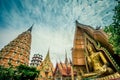 Octagonal pagoda,Chinese Pagoda,Vihara and large golden Buddha statue at Wat Tham SuaTiger Cave Temple,Tha Muang District,Kancha Royalty Free Stock Photo