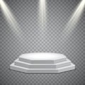 Octagonal podium with illumination, vector template Royalty Free Stock Photo