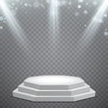 Octagonal podium with light blue illumination Royalty Free Stock Photo