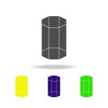 octagonal prism colored icons. Elements of Geometric figure colored icons. Can be used for web, logo, mobile app, UI, UX