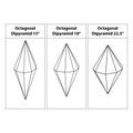 Octagonal Pyramid 15ÃÂ°, 18ÃÂ°, 22.5ÃÂ° Geometric figures outline set isolated on a white backdrop. 3d shapes. in mathematics.