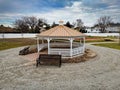 Octagonal shape gazebo in the Meadowlands Community Garden