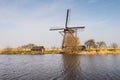 Octagonal thatched windmill in Kinderdijk Netherlands Royalty Free Stock Photo