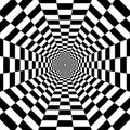 octagonal tunnel out into the distance, black and white geometric pattern, optical illusion, psychedelic