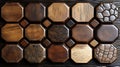 Octagonal Wooden Panels Create Unique Textured Wall Decor Royalty Free Stock Photo
