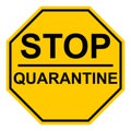 Octagonal yellow stop quarantine sign vector page sign warning about the quarantine zone coronavirus COVID, stop the Royalty Free Stock Photo