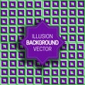 Octagram frame on green purple optical illusion background of moving square shapes
