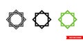 Octagram icon of 3 types. Isolated vector sign symbol.