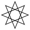 octagram shape symbol, black and white vector line art illustration of eight-pointed star polygon Royalty Free Stock Photo