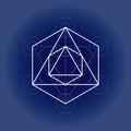 Octahedron from Metatrons cube, sacred geometry vector illustration on technical paper