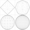 From Octahedron To The Ball Sphere Lines Vector Royalty Free Stock Photo