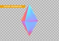 Octahedron volumetric polyhedron isolated with colorful hologram chameleon color gradient. Abstract 3d objects geometric