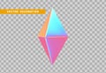 Octahedron volumetric polyhedron isolated with colorful hologram chameleon color gradient. Abstract 3d objects geometric