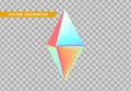 Octahedron volumetric polyhedron isolated with colorful hologram chameleon color gradient. Abstract 3d objects geometric