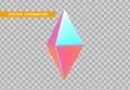 Octahedron volumetric polyhedron isolated with colorful hologram chameleon color gradient. Abstract 3d objects geometric