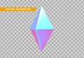 Octahedron volumetric polyhedron isolated with colorful hologram chameleon color gradient. Abstract 3d objects geometric