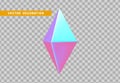 Octahedron volumetric polyhedron isolated with colorful hologram chameleon color gradient. Abstract 3d objects geometric