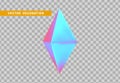 Octahedron volumetric polyhedron isolated with colorful hologram chameleon color gradient. Abstract 3d objects geometric