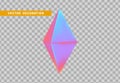 Octahedron volumetric polyhedron isolated with colorful hologram chameleon color gradient. Abstract 3d objects geometric