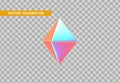 Octahedron volumetric polyhedron isolated with colorful hologram chameleon color gradient. Abstract 3d objects geometric