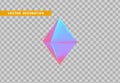 Octahedron volumetric polyhedron isolated with colorful hologram chameleon color gradient. Abstract 3d objects geometric
