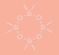 Octamethylcyclotetrasiloxane D4 silicone molecule. Skeletal formula.