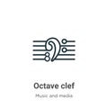 Octave clef outline vector icon. Thin line black octave clef icon, flat vector simple element illustration from editable music and