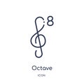 Octave icon from music and media outline collection. Thin line octave icon isolated on white background