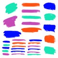 Collection Of Hand Drawn Colorful Distress Brushes. Pink Grungy Paint. Acrilyc Acrylic Paint. White Brush Graffiti. Watercolor Lay
