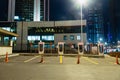 October 20, 2022 Astana, Kazakhstan: Empty Tesla electric car charging station against the backdrop of the city at night Royalty Free Stock Photo