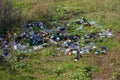 October 15, 2020 Balti Moldova is a huge dump of empty alcohol bottles in nature. Discarded trash after a picnic