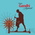 2 October, Birthday of Mahatma Gandhi | Happy Gandhi Jayanti Banner | Gandhi Ji And His Charkha | Royalty Free Stock Photo