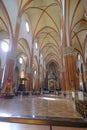 October 2021 Bologna, Italy: Interior of the basilica di San Petronio on the square, Piazza Maggiore. Altar across the arches of t Royalty Free Stock Photo