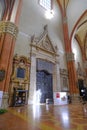 October 2021 Bologna, Italy: Interior of the basilica di San Petronio on the square, Piazza Maggiore. Indoors of the cathedral Royalty Free Stock Photo