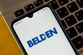 October 17, 2020, Brazil. In this photo illustration the Belden Incorporated logo seen displayed on a smartphone