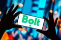 October 2, 2023, Brazil. In this photo illustration, the Bolt logo is displayed on a smartphone screen